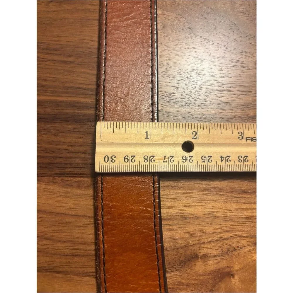 Fossil Tan/Brown Leather Belt with Fabric Logo Tag